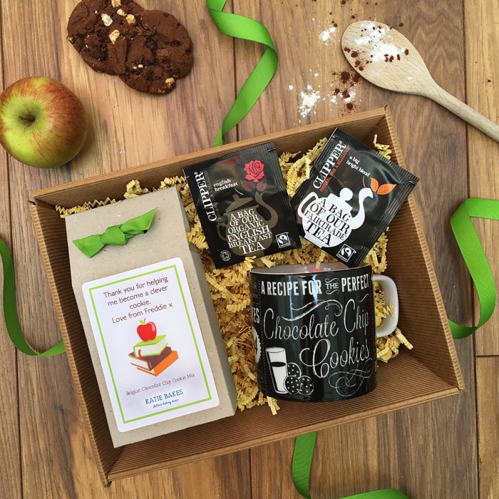 Teacher Gift DIY tea and biscuit hamper with mug, biscuit mix and tea bags