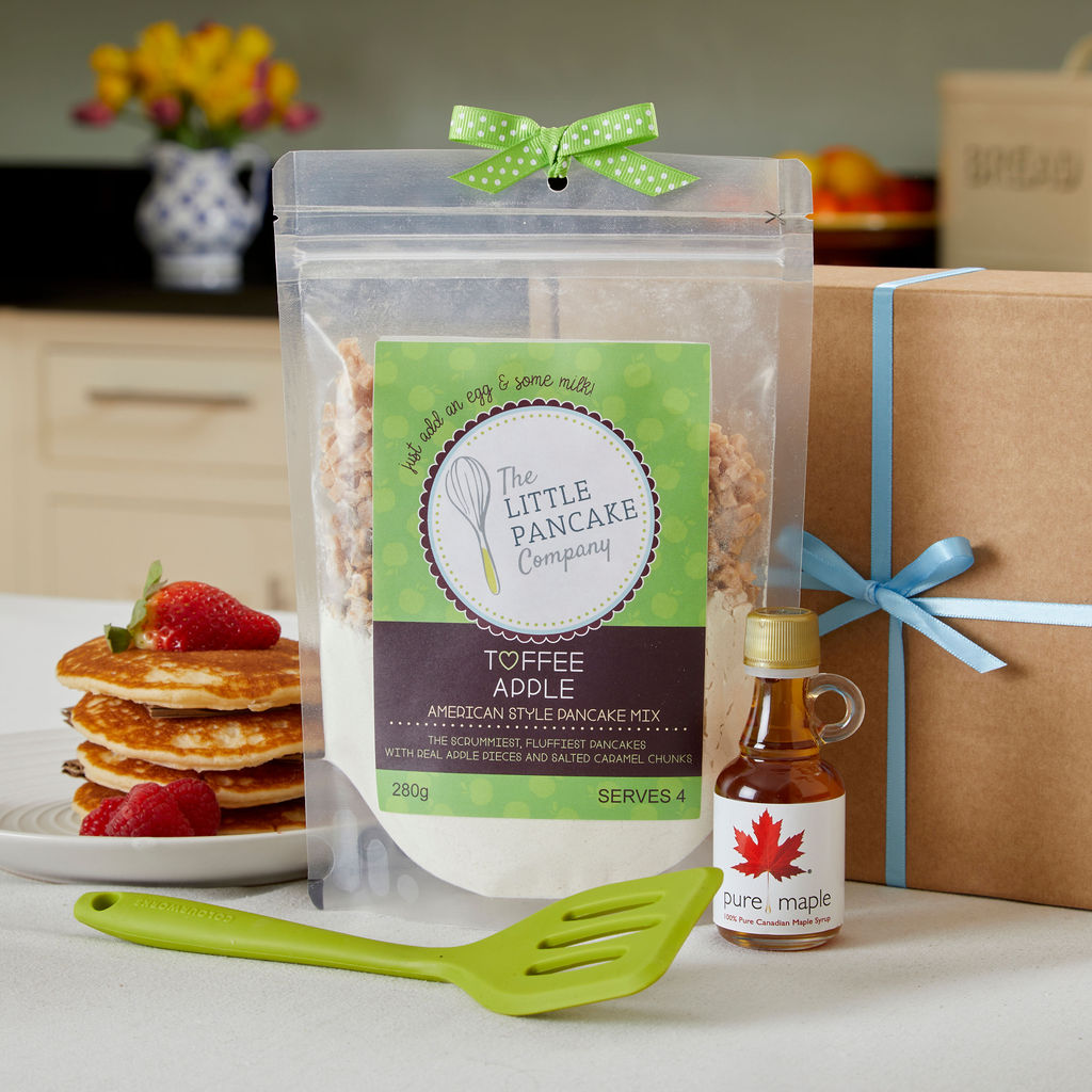 Pancake Mix and Mini Silicone Pancake Turner Gift Set with Maple Syrup