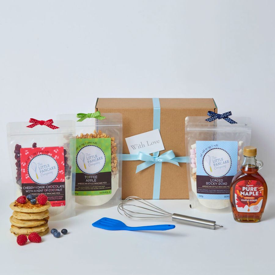 Ultimate Pancake Lovers Gift Hamper - 3 Pancake Mixes, Whisk, Silicone Pancake Turner and Maple Syrup - Image 2