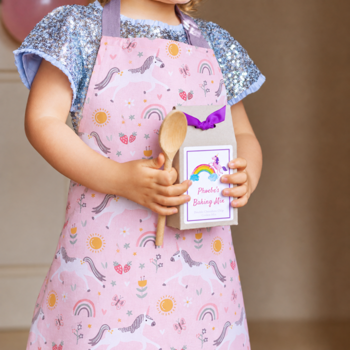 Unicorn Baking Gift Set with Apron, Baking Mix and Wooden Spoon
