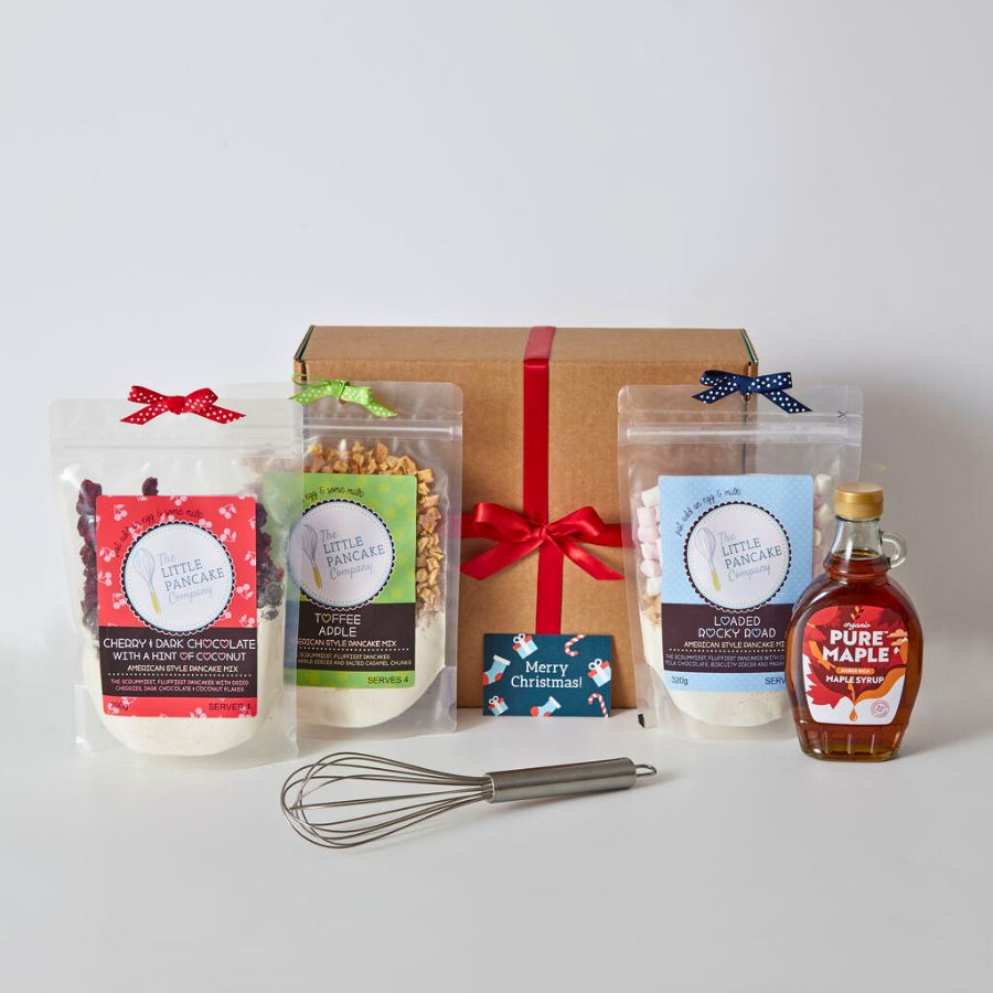 Luxury Christmas Pancake Lovers Gift Hamper - 3 Pancake Mixes, Whisk and Maple Syrup - Image 4