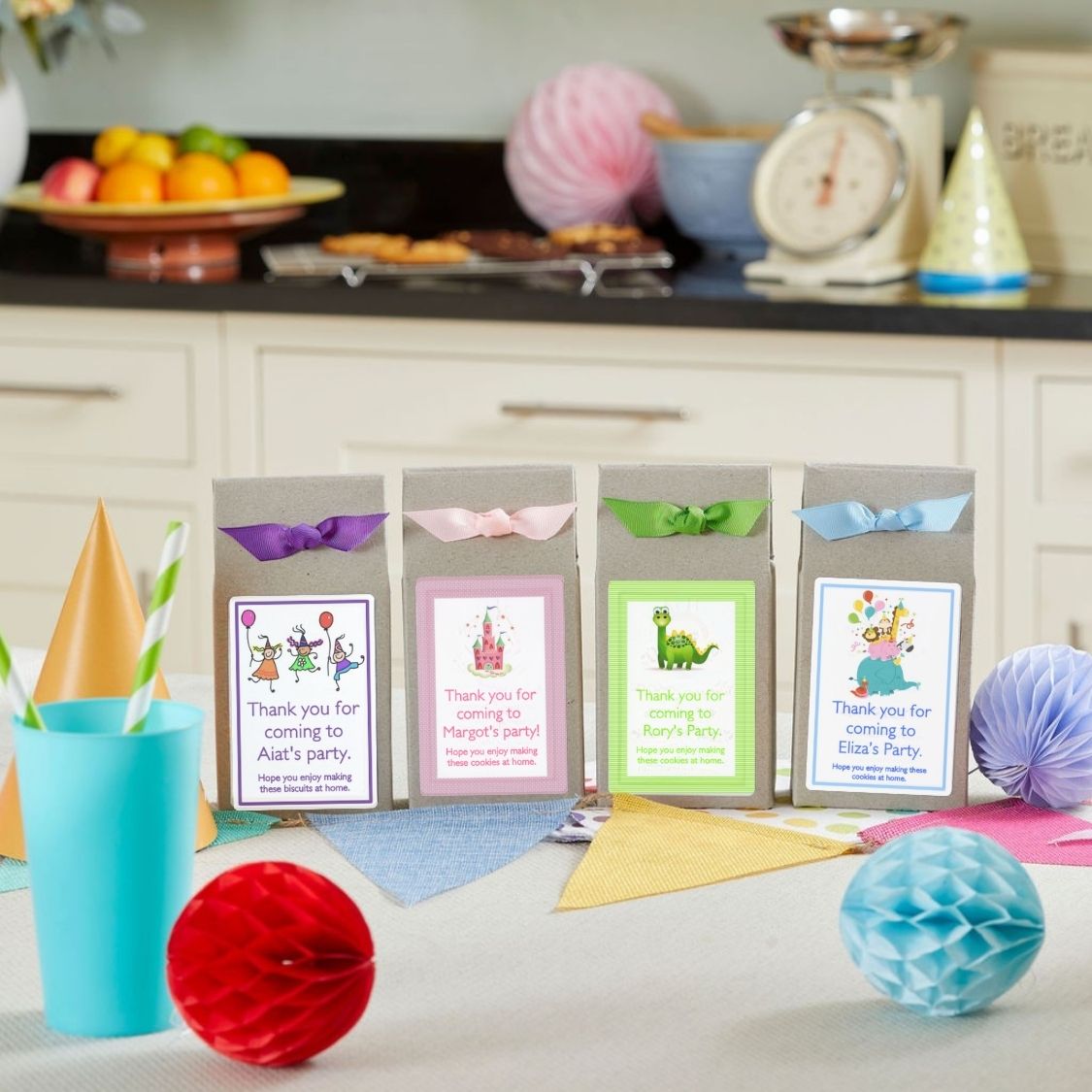 A photo of eco-friendly party bags at a kids party