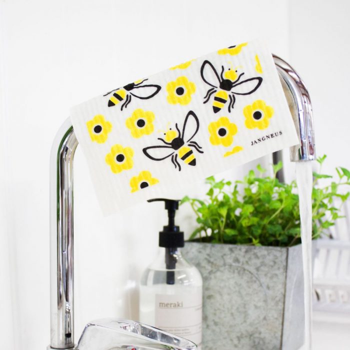 Eco-Friendly Swedish Dishcloth – Yellow Bee Design