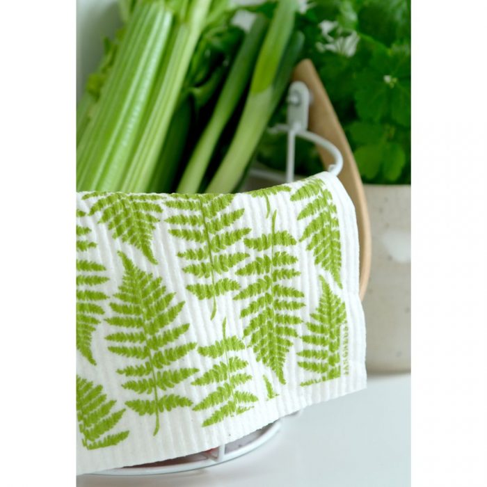 Eco-Friendly Swedish Dishcloth – Green Fern Design