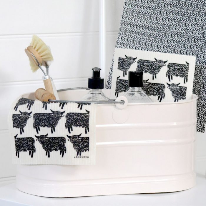 Eco-Friendly Swedish Dishcloth – Highland Cow Design