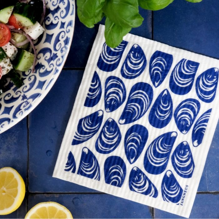 Eco-Friendly Swedish Dishcloth – Blue Mussels Design