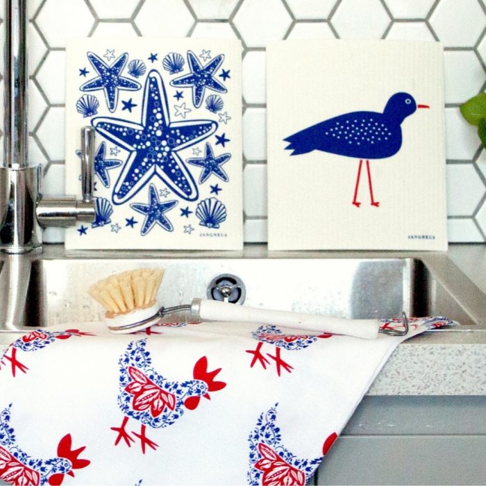 Eco-Friendly Swedish Dishcloth – Blue Starfish Design
