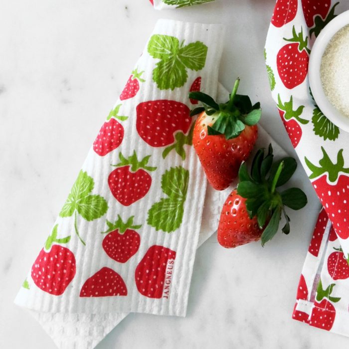 Eco-Friendly Swedish Dishcloth – Red Strawberry Design